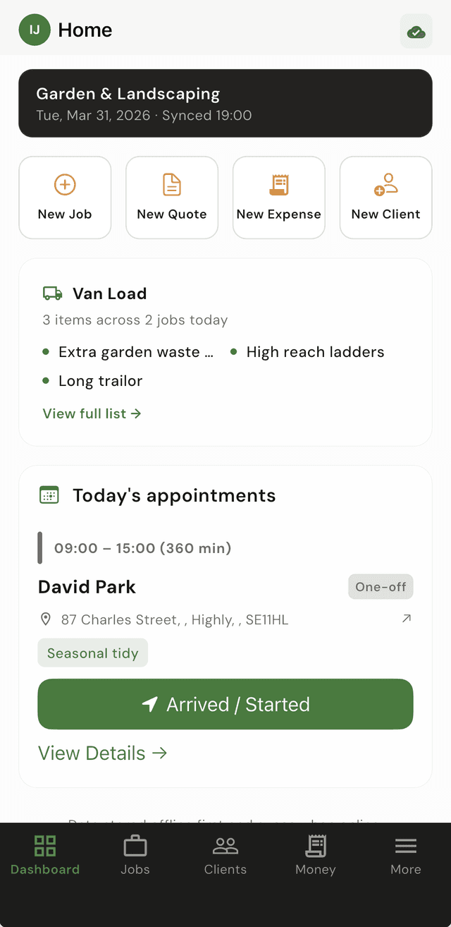 MyTradePlatform iOS app - today's jobs